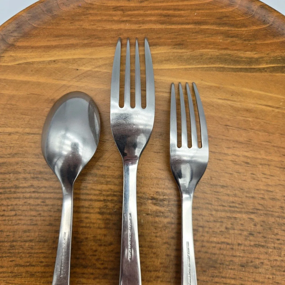 Gingko Helmick Sea Drift 3pc Set Dinner Salad Fork Teaspoon 18/8 Stainless Korea